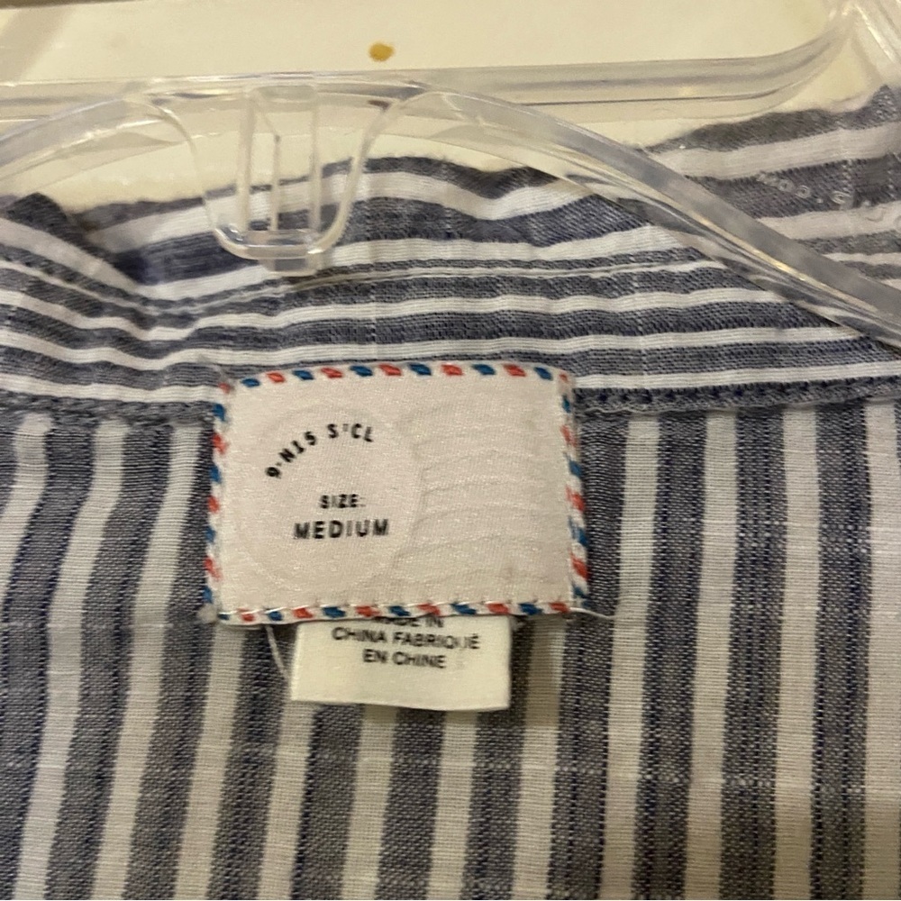 Gray and Blue Striped Layered Shirt Dress - Picture 5 of 8